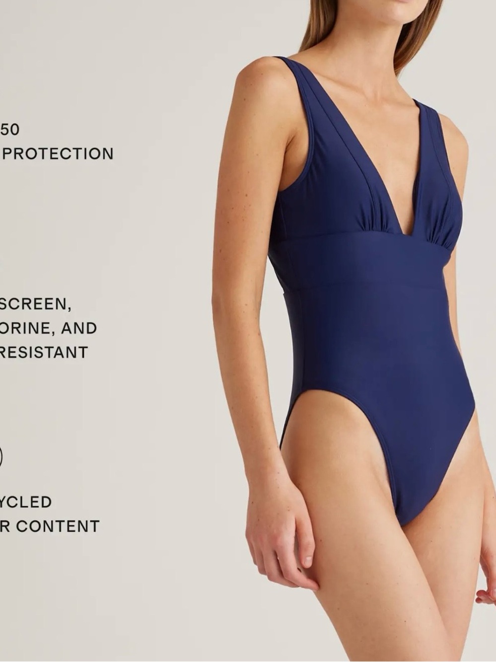 NWT Quince Italian Plunge One-Piece Swimsuit Deep Navy XL